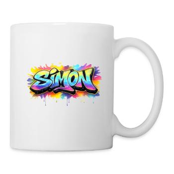 Graffiti SIMON Name Geschenk Ideal druckbar - Tasse - Weiß - Rechts