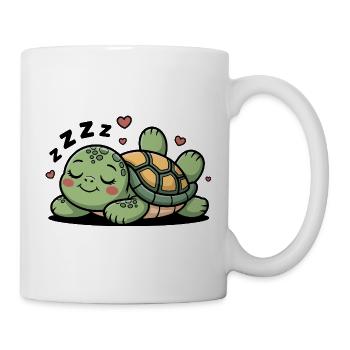 Cuddly turtle in slumber - Mug - white - Right