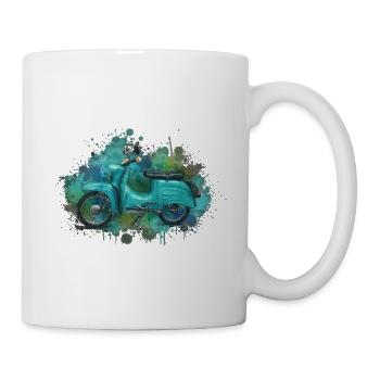 Green East German moped Schwalbe watercolor – Retro - Mug - white - Right