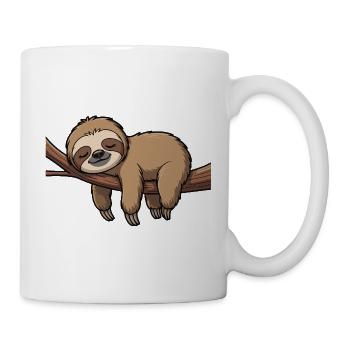 Sleeping sloth on branch - Mug - white - Right