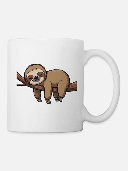 Schlafendes Faultier auf Ast - Tasse - Weiß