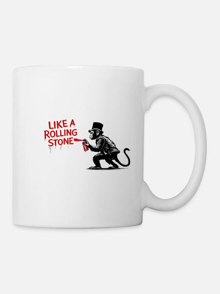 Wie ein Rolling Stone Monkey - Tasse - Weiß