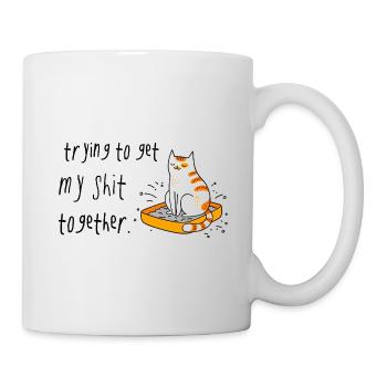 J’essaie de reprendre mes idées en ordre, chat - Mug blanc - blanc - Droite