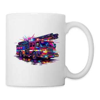 Fire Truck Neon Colors Fire Truck Vehicle Car - Mug - white - Right