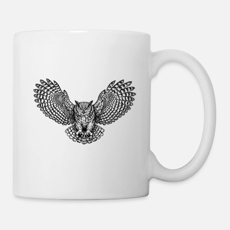 Hibou aux ailes ornées - Mug blanc - blanc
