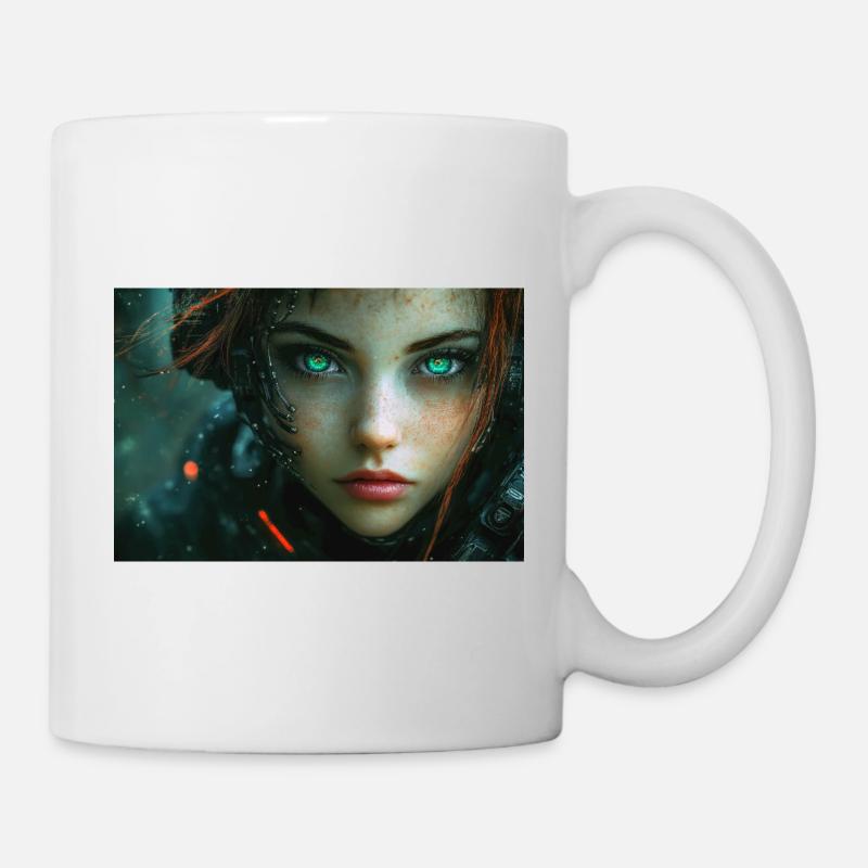 Cyberaugen im Neonlicht - Tasse - Weiß