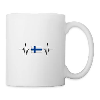 Drapeau finlandais en un battement de cœur - Mug blanc - blanc - Droite