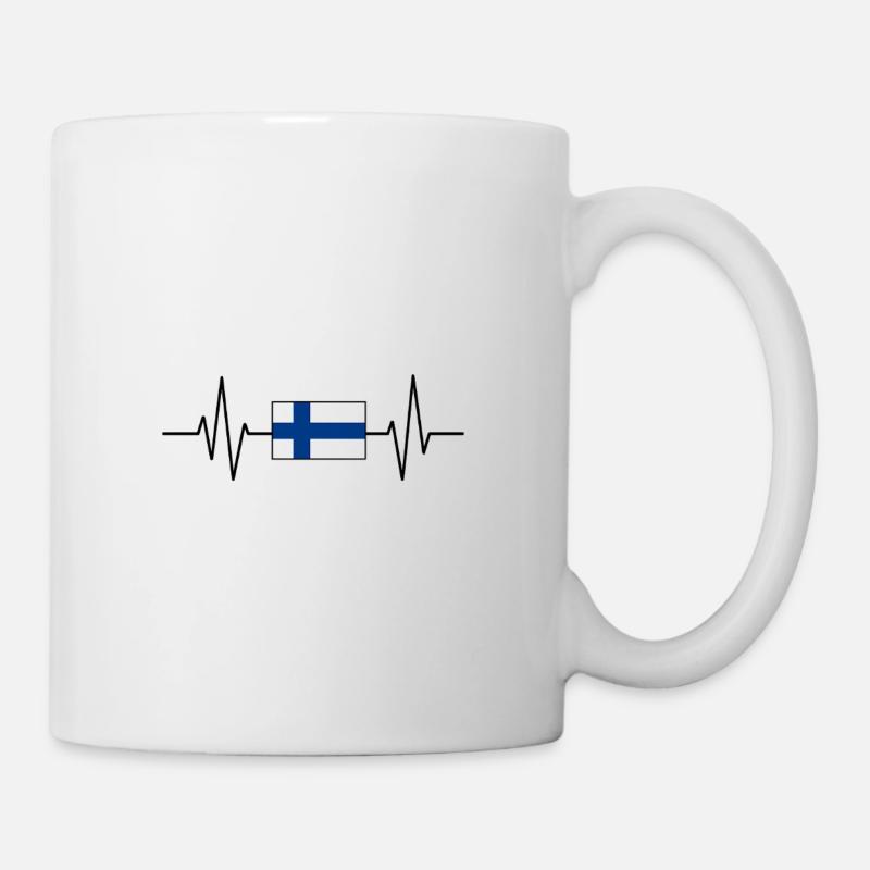 Drapeau finlandais en un battement de cœur - Mug blanc - blanc
