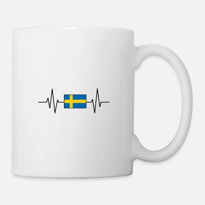 Swedish Flag Heartbeat - Mug - white