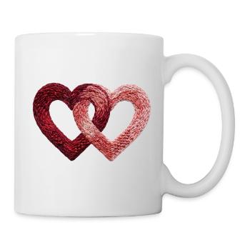 Zwei Valentinstagsherzen bestickten Look (gedruckt) - Tasse - Weiß - Rechts