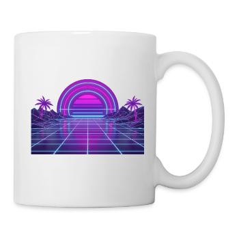 Grille Rétro Néon Couchant des années 90 - Mug blanc - blanc - Droite
