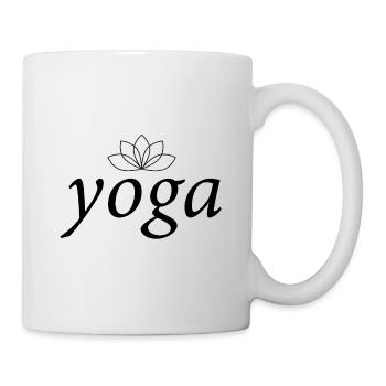 Yoga und Lotusblume – schwarzer Text - Tasse - Weiß - Rechts