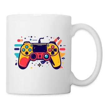 Farbiger Spielcontroller Gaming Popkunst Motiv - Tasse - Weiß - Rechts