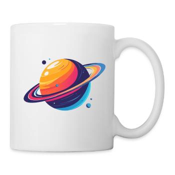 Neon Planet Cosmos Planet with Ring and Moons - Mug - white - Right