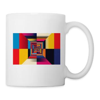 Geometrischer Tunnel-Regenbogen - Tasse - Weiß - Rechts