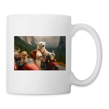 Aventure moto nordique avec ours - Mug blanc - blanc - Droite