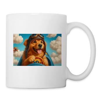 Pilotenhund im Retro-Cockpit - Tasse - Weiß - Rechts