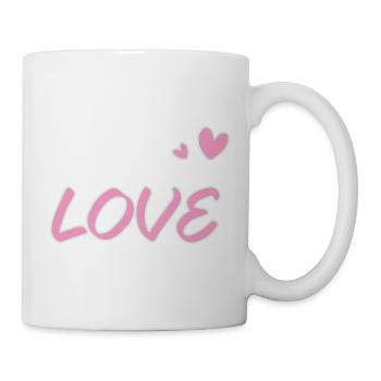 Pastellliebe und gezeichnete Herzen - Tasse - Weiß - Rechts