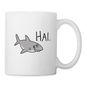 Hai. – Witziges Wortspiel aus Hi, Hallo & Hai - Tasse - Weiß - Rechts