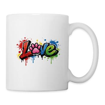 Love – Style graffiti avec patte de chat - Mug blanc - blanc - Droite
