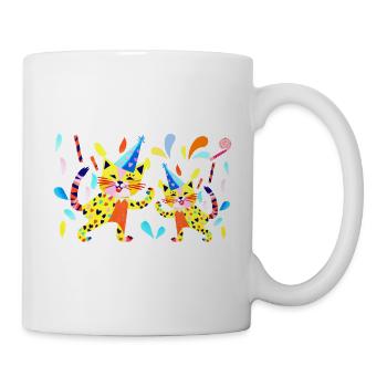 Partykatzen Neonfarben - Tasse - Weiß - Rechts
