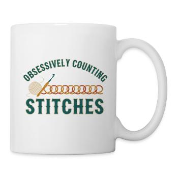 Obsessiv Maschen zählen, lustiger Häkelliebhaber - Tasse - Weiß - Rechts
