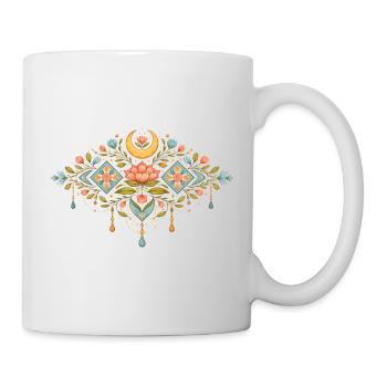 Frühlingsornament mit Blumen und Mond - Tasse - Weiß - Rechts
