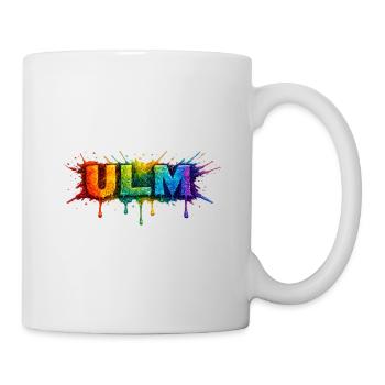 Regenbogenfarben ULM Schriftzug - Tasse - Weiß - Rechts