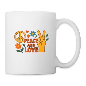 Paix et Amour Floral Rétro - Mug blanc - blanc - Droite
