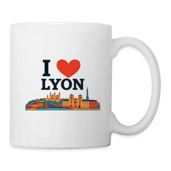I Love Lyon – Skyline Coloré - Mug blanc - blanc - Droite