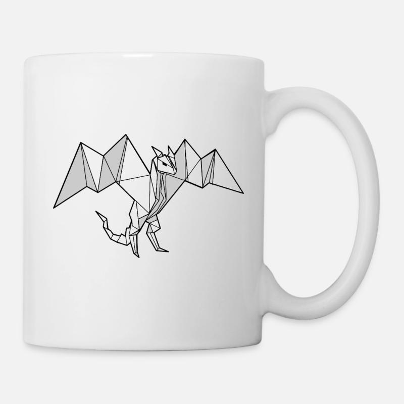 Geometric Dragon Origami - Mug - white