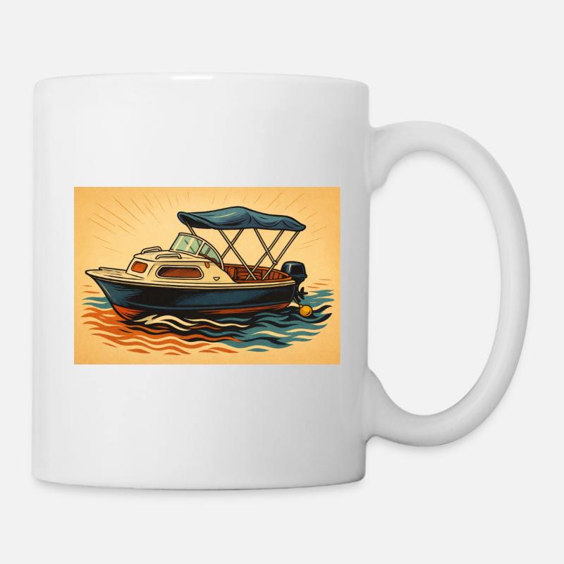 Ambiance de vacances en bateau à moteur - Mug blanc - blanc