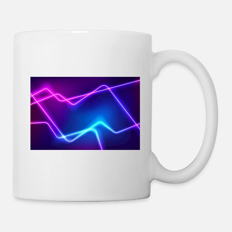 Neon Linienfluss - Tasse - Weiß