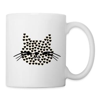 Katzen Herzen Valentinstag - Tasse - Weiß - Rechts