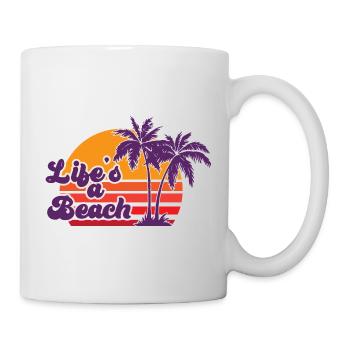 Life is a Beach Sunset with Palms - Mug - white - Right