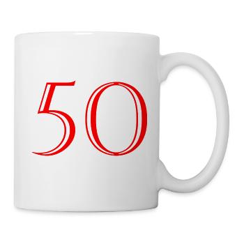 50. 50 JAHRE. 50-JÄHRIGES JUBILÄUM. 50-JÄHRIGES JUBILÄUM. - Tasse - Weiß - Rechts