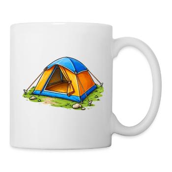 Campingzelt Cartoon Illustration - Tasse - Weiß - Rechts