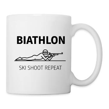 Biathlon Ski Shoot Repeat Design Wintersport - Tasse - Weiß - Rechts