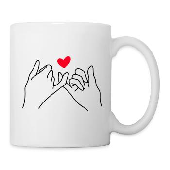 Pinky Promise Heart Minimalist Line Art - Mug blanc - blanc - Droite