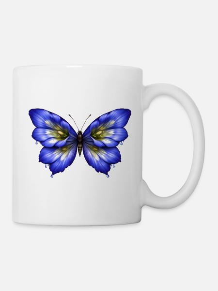 Leuchtender Enzian-Schmetterling - Tasse - Weiß