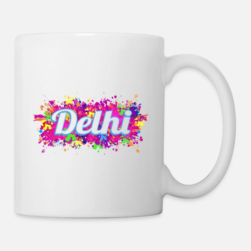 Souvenir de design aux couleurs colorées de Delhi en Inde - Mug blanc - blanc