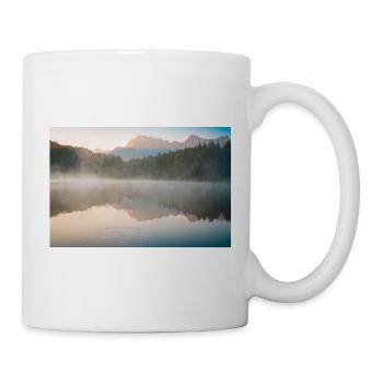 Brouillard matinal au bord du lac calme - Mug blanc - blanc - Droite