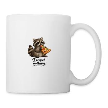 I Regret Nothing – Funny Raccoon Pizza Shirt - Mug - white - Right
