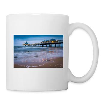Heringsdorf pier with lights - Mug - white - Right