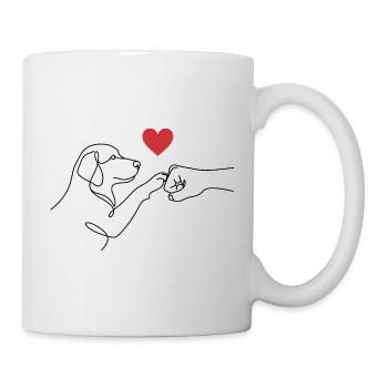 Best Friends Paw Fist - Line Art Dog Heart - Mug - white - Right