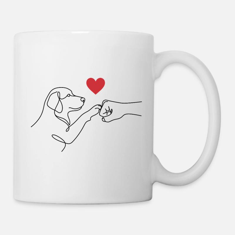 Beste Freunde Pfote Faust - Line Art Hund Herz - Tasse - Weiß