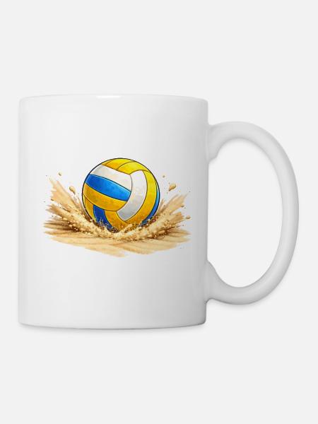 Volleyball im Sand am Strand - Tasse - Weiß