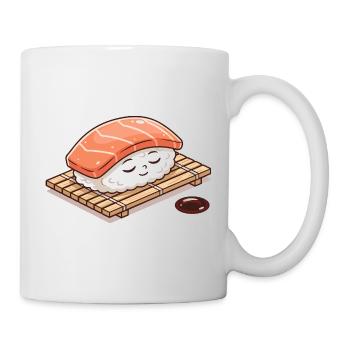 Kawaii Nigiri Sushi auf Bambus Matte - Tasse - Weiß - Rechts