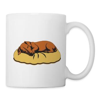 sleeping dog dachshund - Mug - white - Right