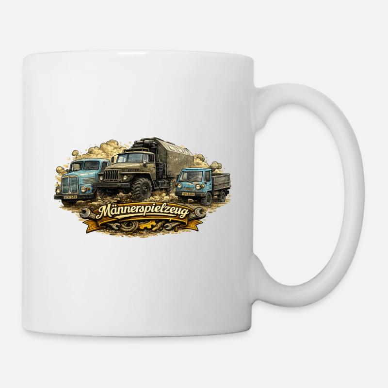 Vintage trucks and banners - Mug - white